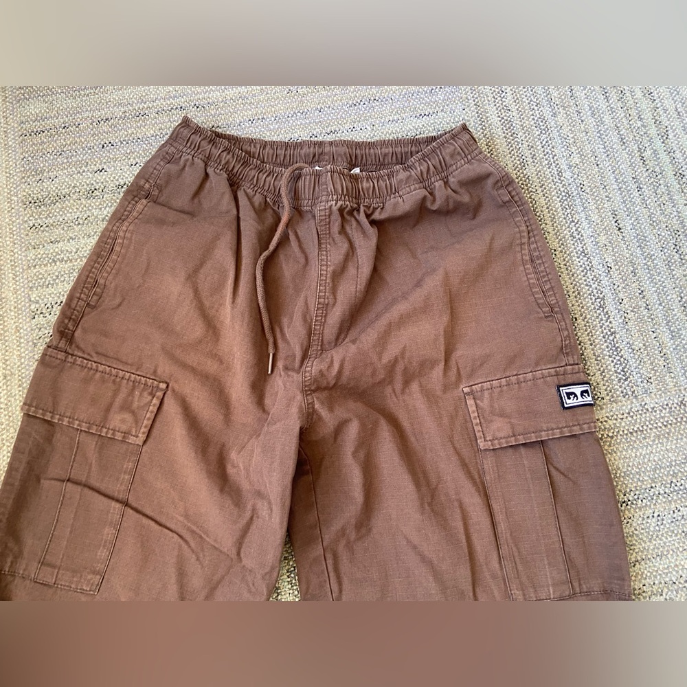 OBEY Mens brown drawstring cargo trousers SIZE S